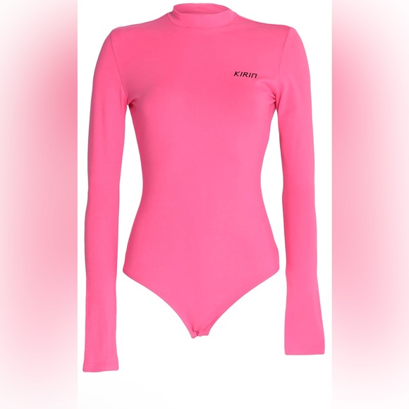 Kirin Tops - Kirin Peggy Gou Jersey Open Back Long Sleeve Bodysuit Pink